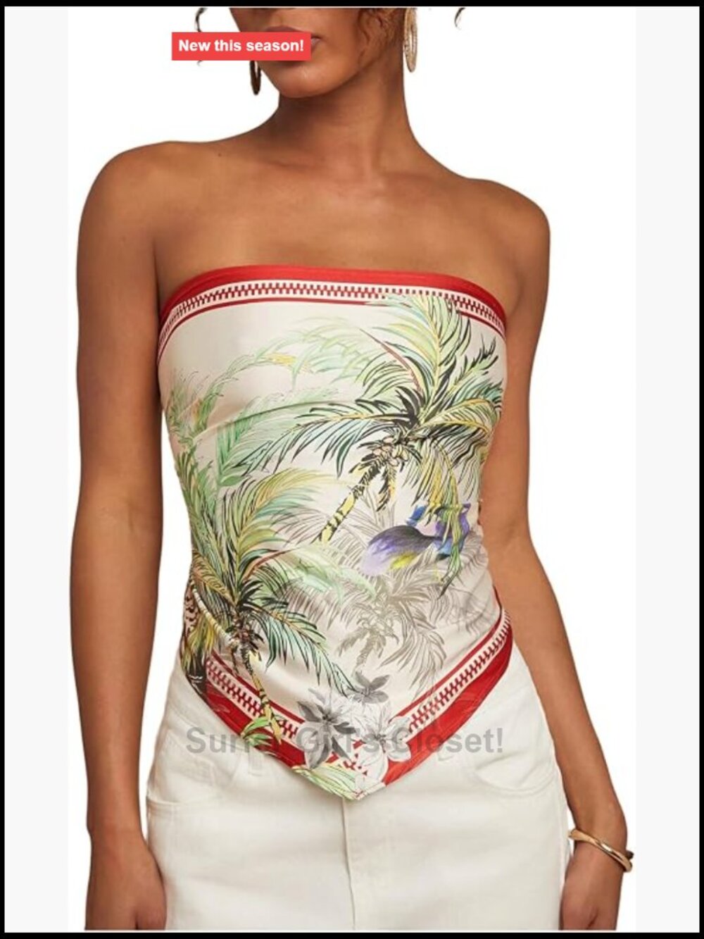 Floral Strapless Bandana Crop Tube Top Handkerchief Tie Back Sleeveless Summer